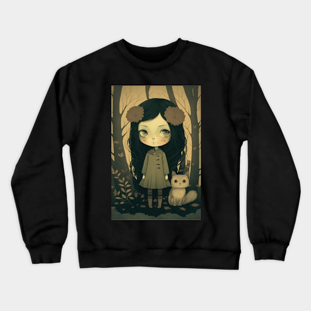 Woodland Creature and the dark fairy Crewneck Sweatshirt by Bcraftery